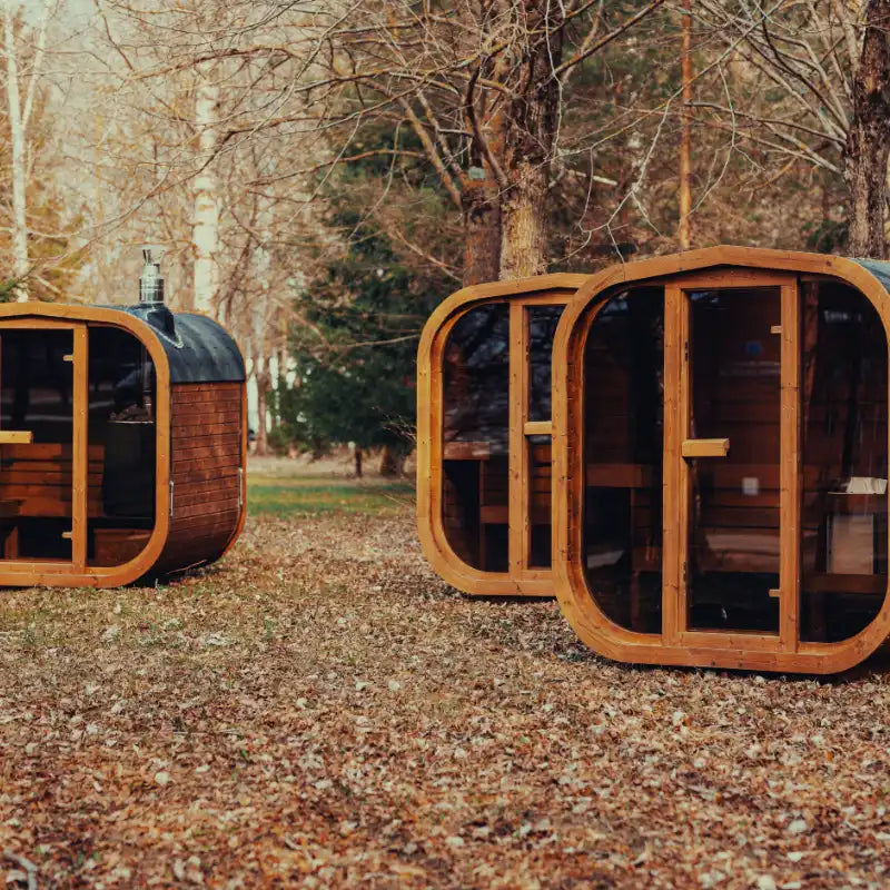 Premium Outdoor Saunas  in a forest setting